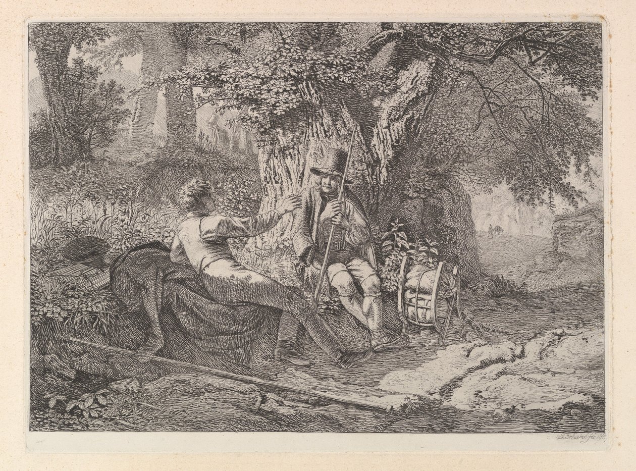 El artista, descansando con su guía, 1819 de Johann Christian Erhard