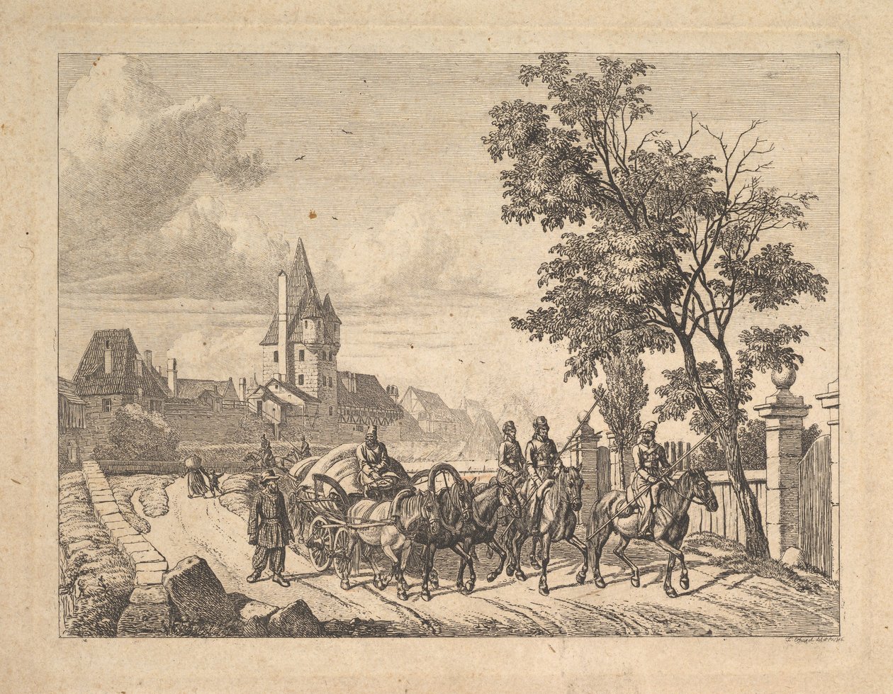 Los cosacos escoltando el carro de equipaje, 1816 de Johann Christian Erhard