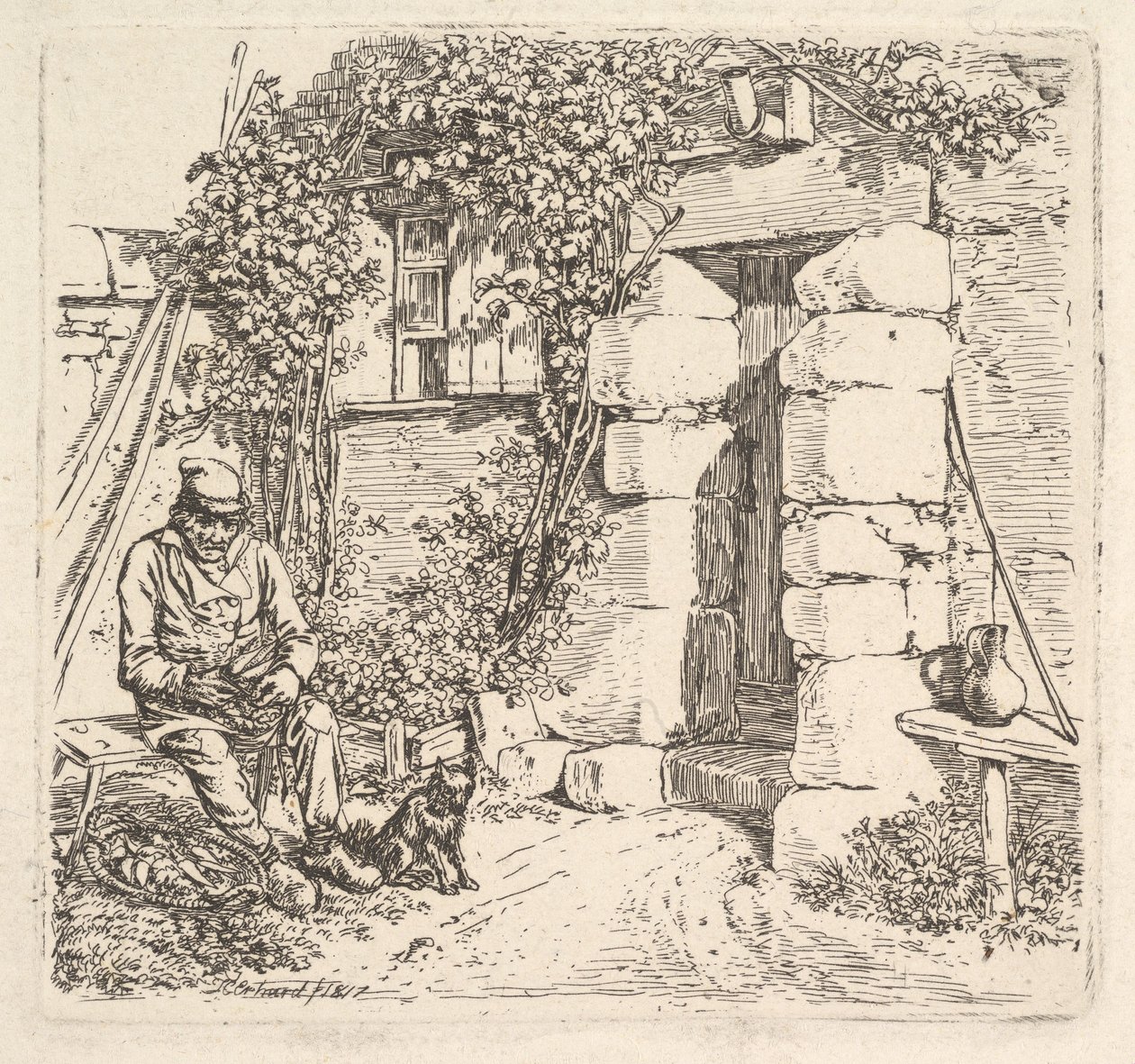 El anciano y su perro Pomerania, 1817 de Johann Christian Erhard