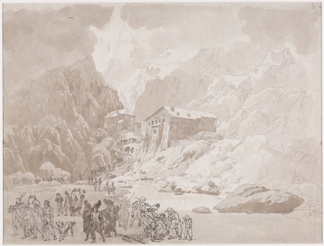 Paso de soldados en el San Bernardo de Johann Christian Ernst Müller