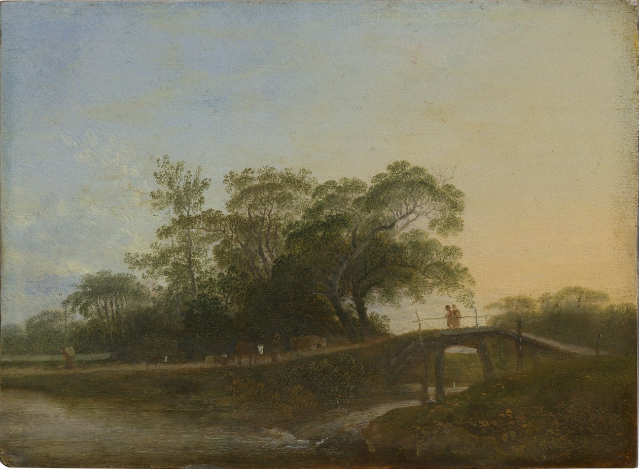 Paisaje con puente peatonal de Johann Christian Klengel