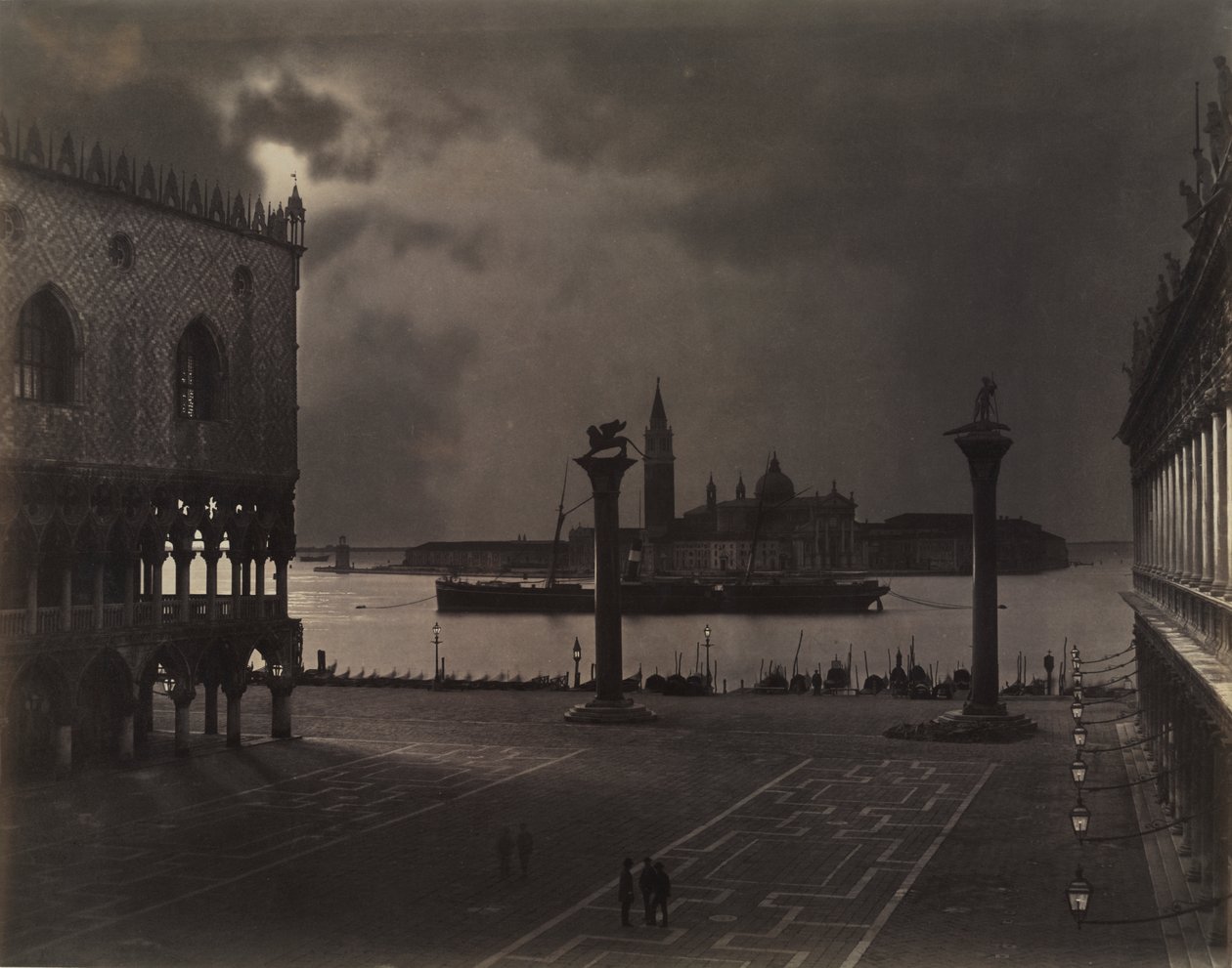Venecia: San Marcos mirando hacia San Giorgio Maggiore, a la luz de la luna de Johann Christian Neuber