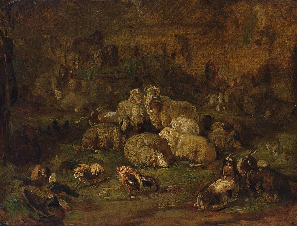 Ovejas, cabras y gallinas de Johann Christian Reinhardt