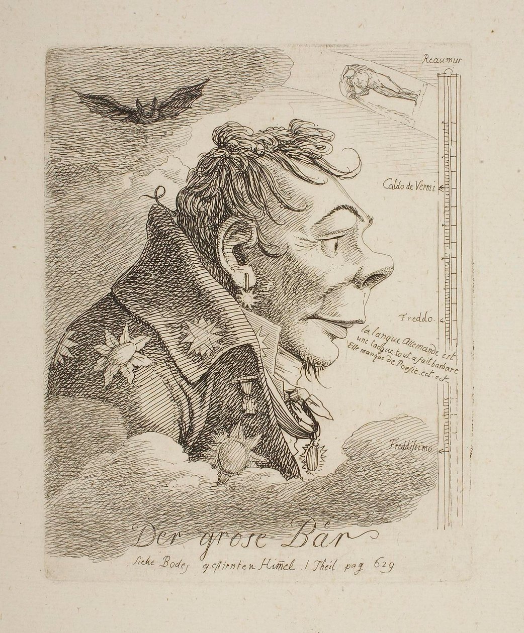 «El gran oso», caricatura del conde ruso Mattweff (posiblemente el pintor Fyodor Matveyev) de Johann Christian Reinhart