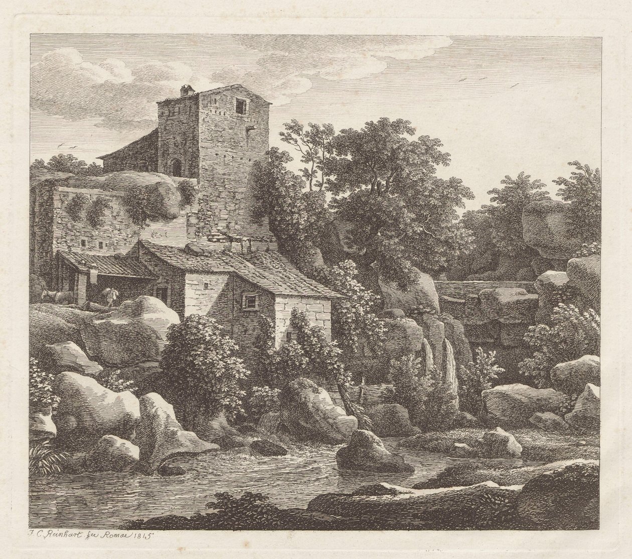 Una casa junto a un arroyo de montaña de Johann Christian Reinhart