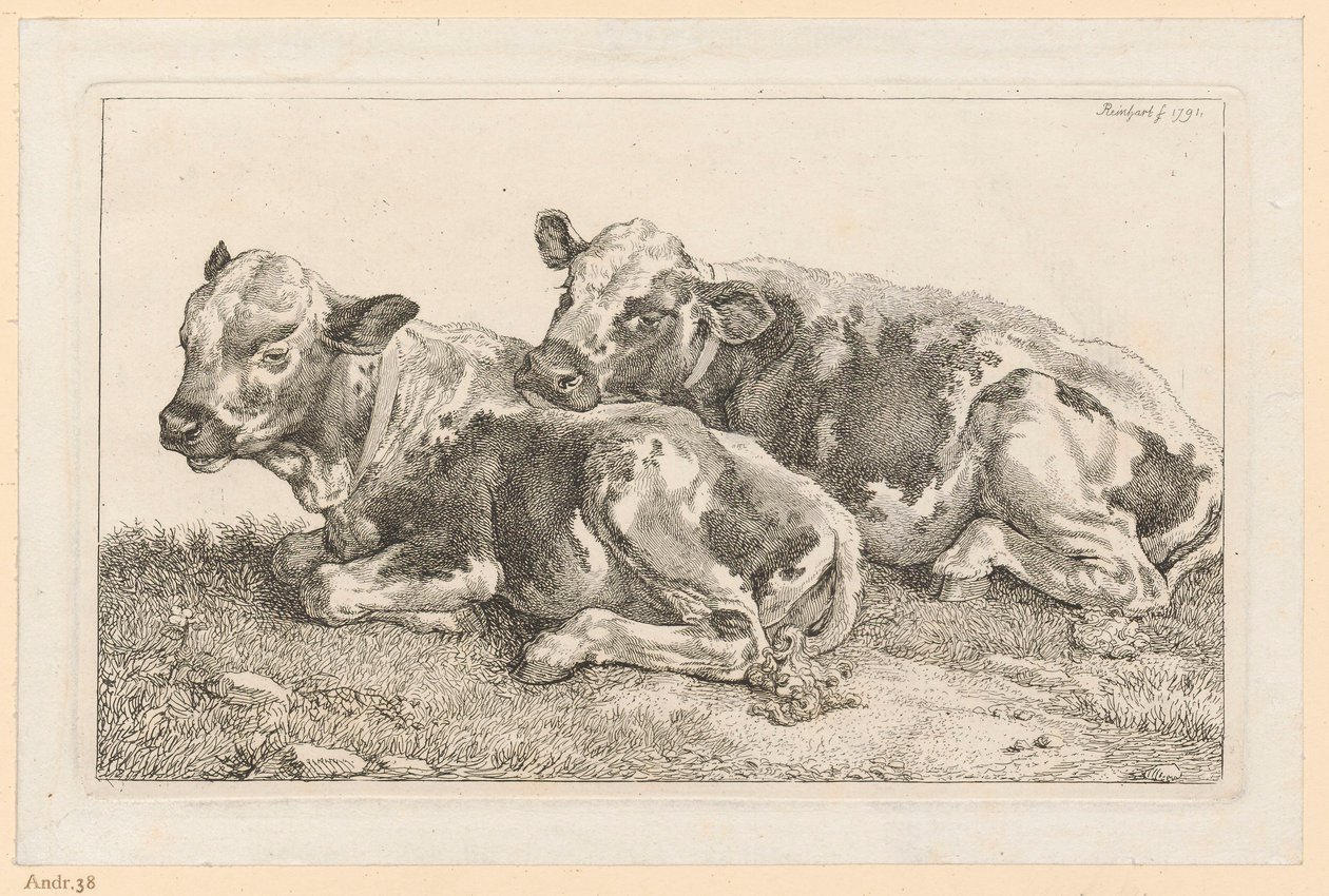 Dos terneros de Johann Christian Reinhart