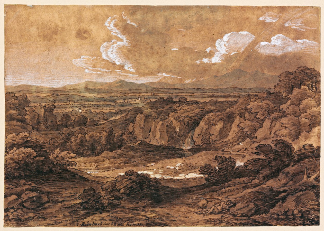 Paisaje boscoso y rocoso de Johann Christian Reinhart