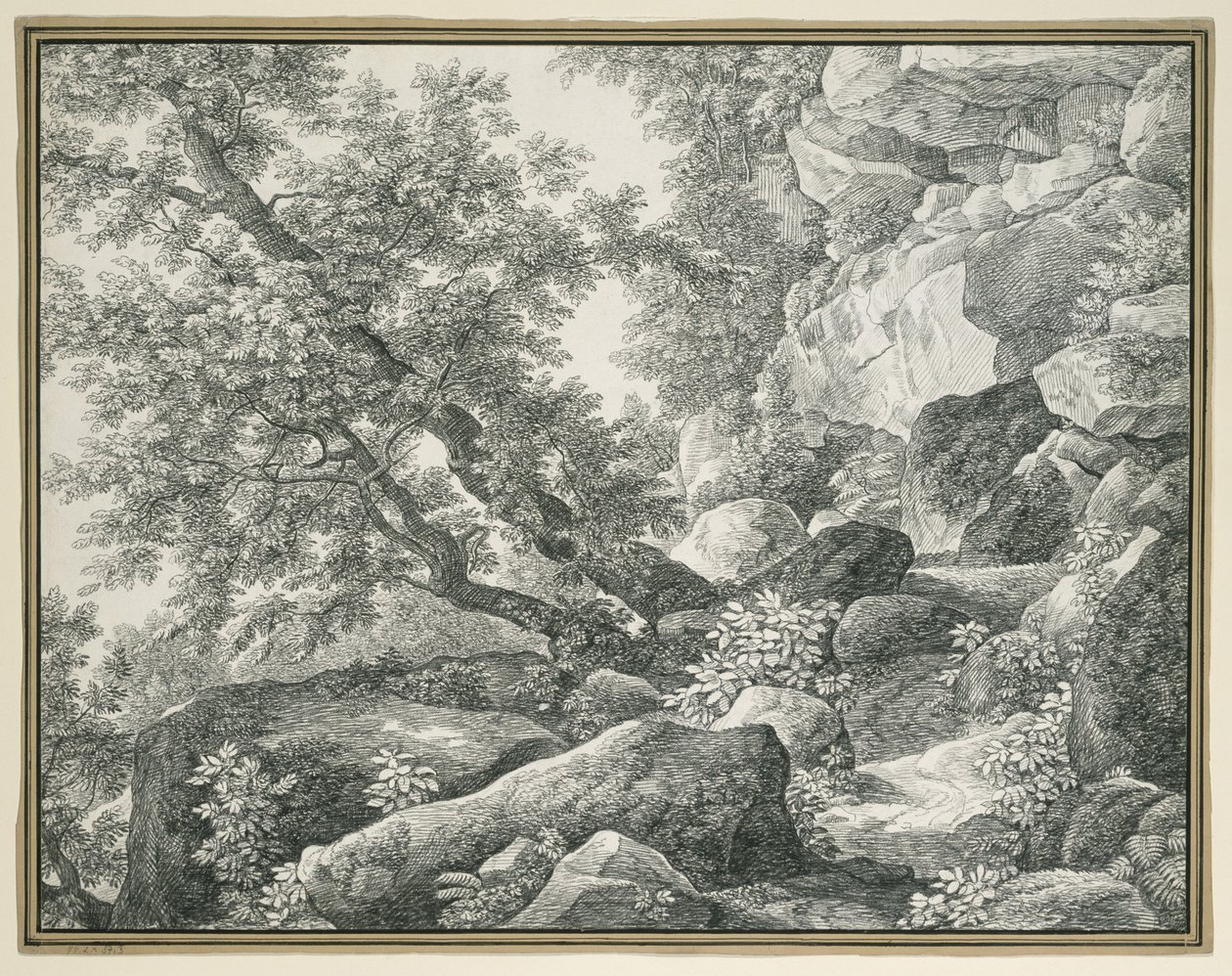 Paisaje rocoso con árboles de Johann Christian Reinhart