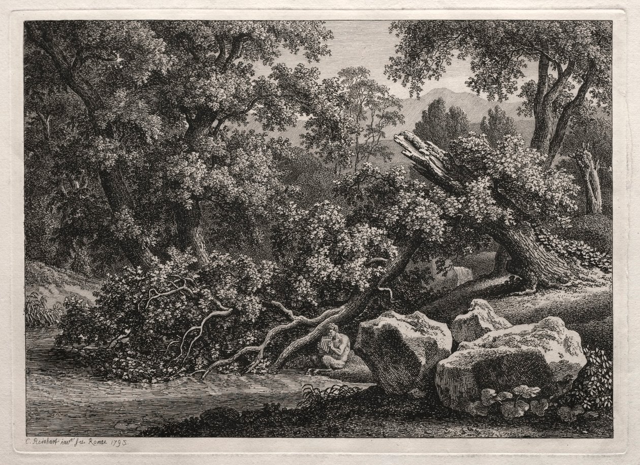 Paisaje heroico: el sátiro tocando la flauta de Johann Christian Reinhart