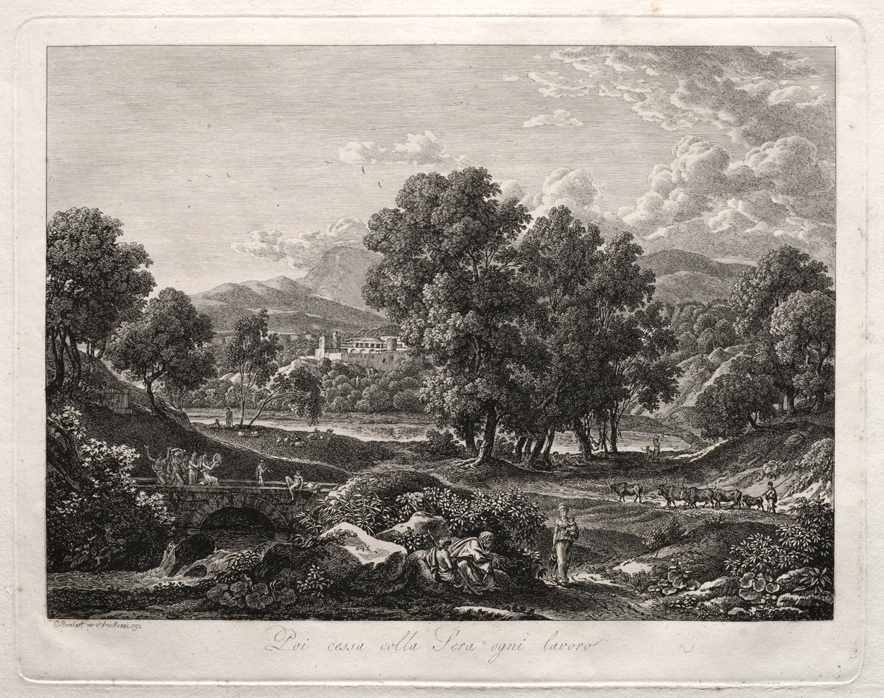 Paisaje heroico: la danza del pastor en el puente de Johann Christian Reinhart