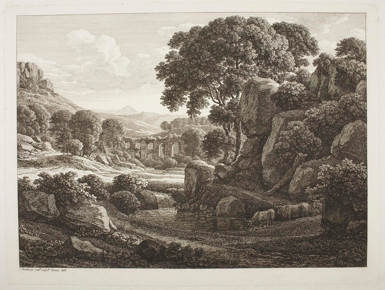 Paisaje italiano con ruinas de Johann Christian Reinhart