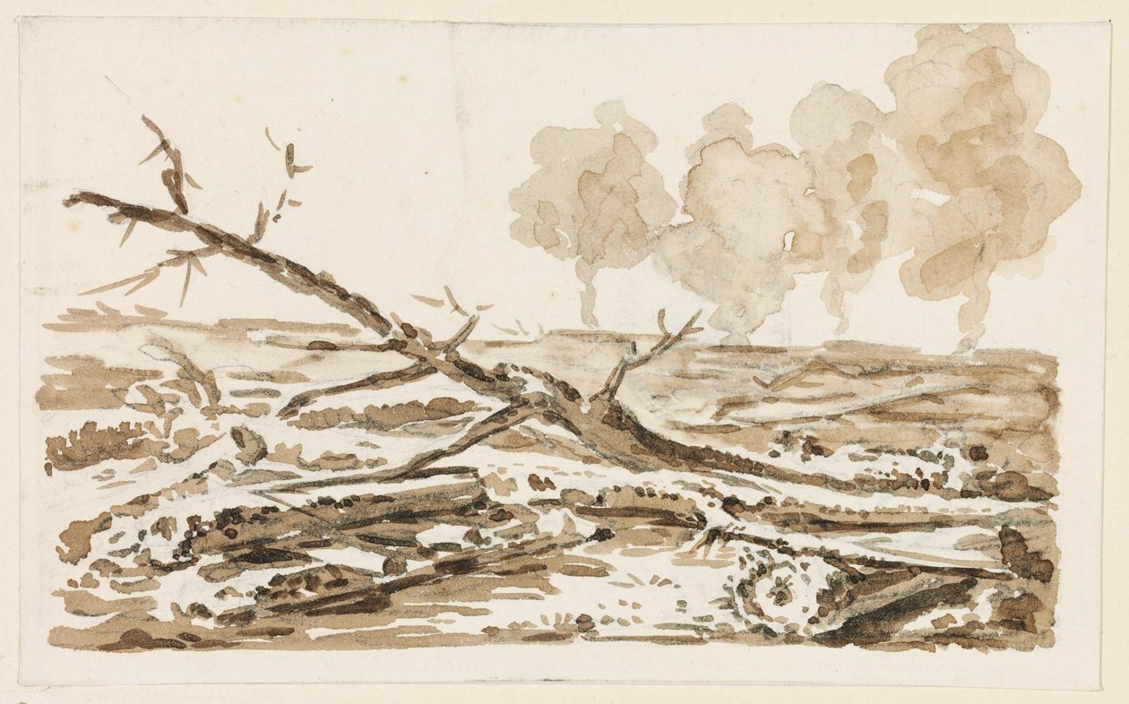 Boceto de paisaje con arboleda en el suelo de Johann Christian Reinhart