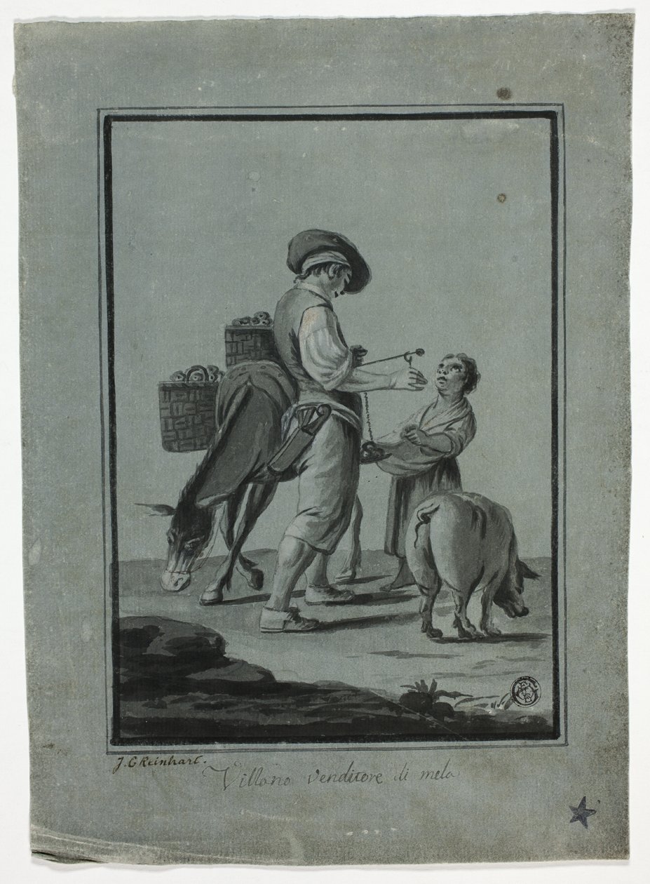 Campesino vendedor ambulante de manzanas de Johann Christian Reinhart