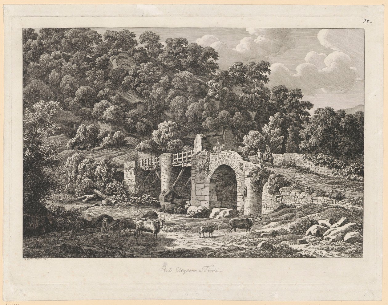 Paisaje: Ponte Aquoreo en Tivoli de Johann Christian Reinhart