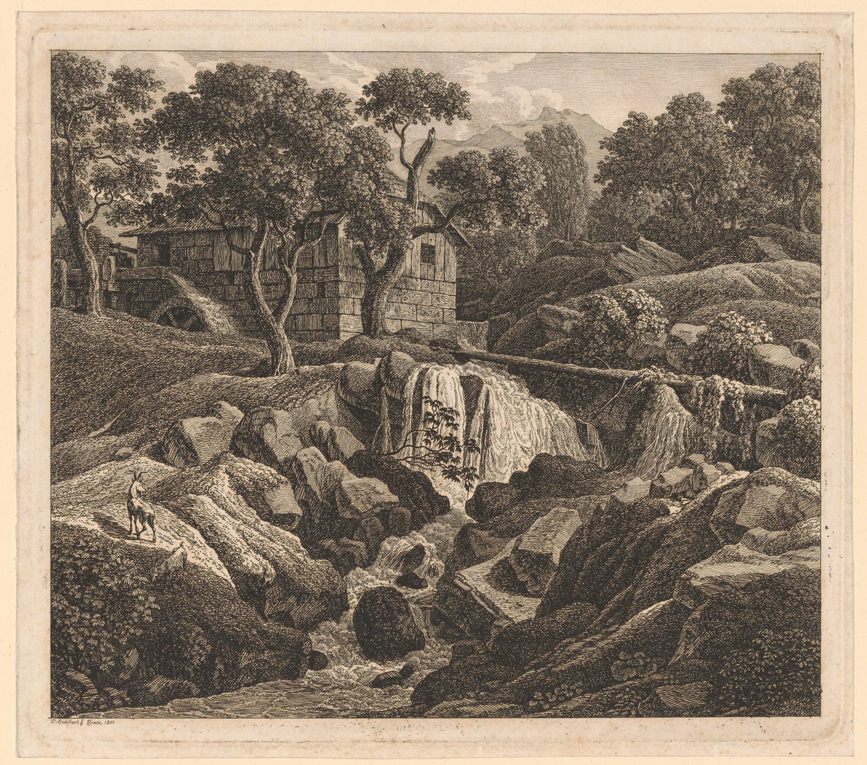 Paisaje con una cascada de Johann Christian Reinhart