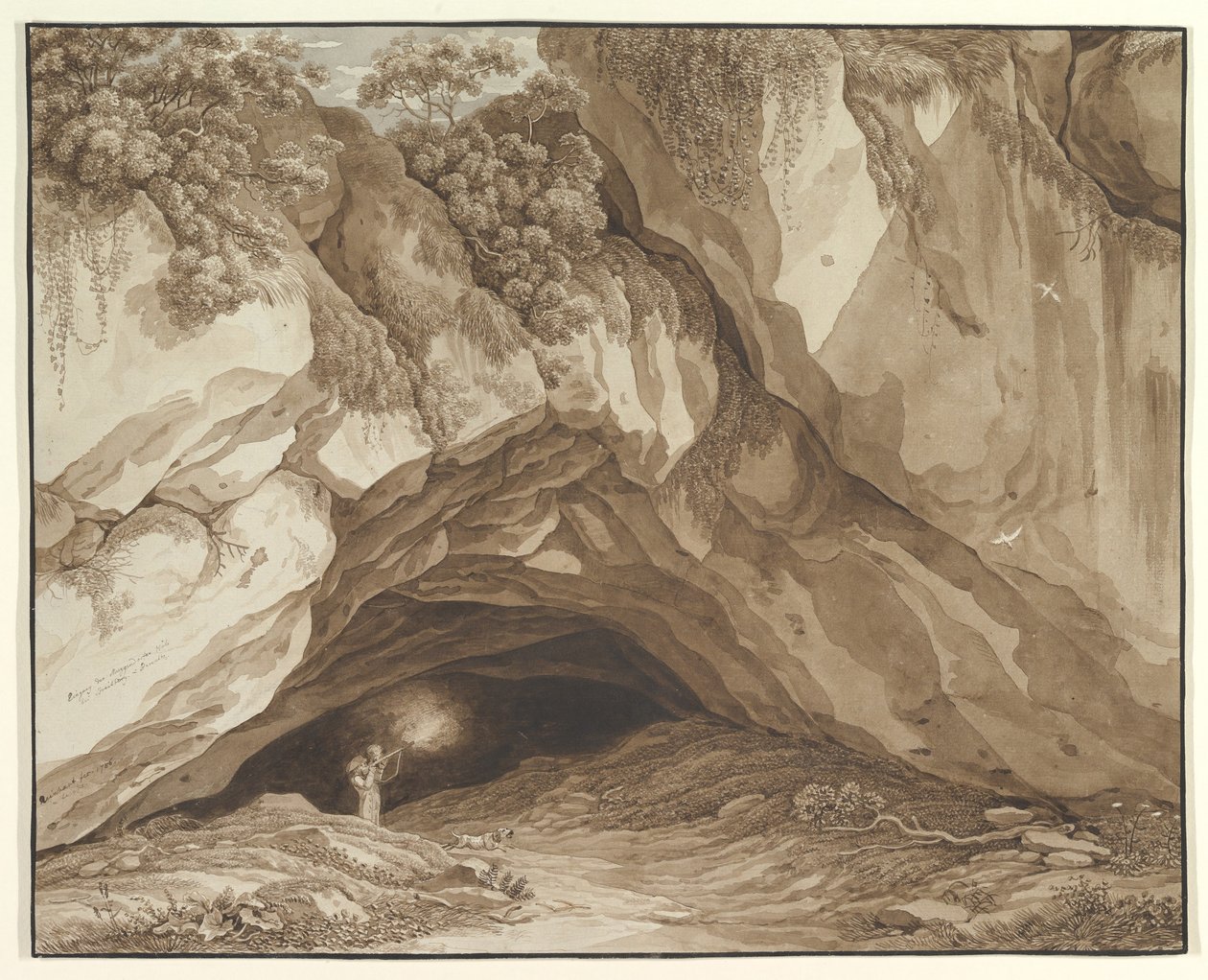Paisaje rocoso con cazadores de Johann Christian Reinhart