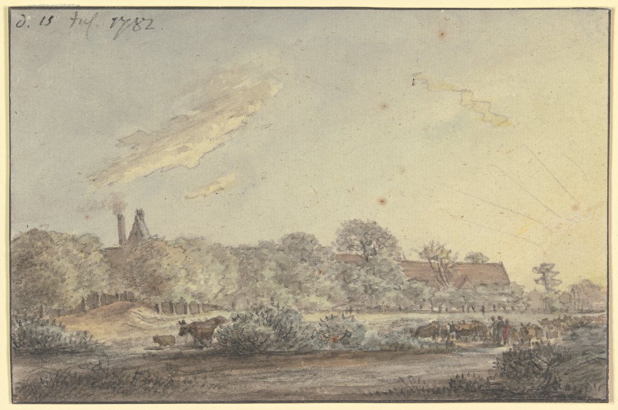 Pueblo entre árboles de Johann Christian Reinhart