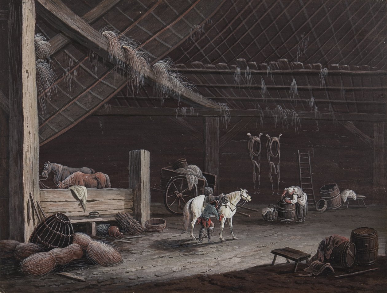 El caballo blanco: interior del granero de Johann Christoph Dietzsch
