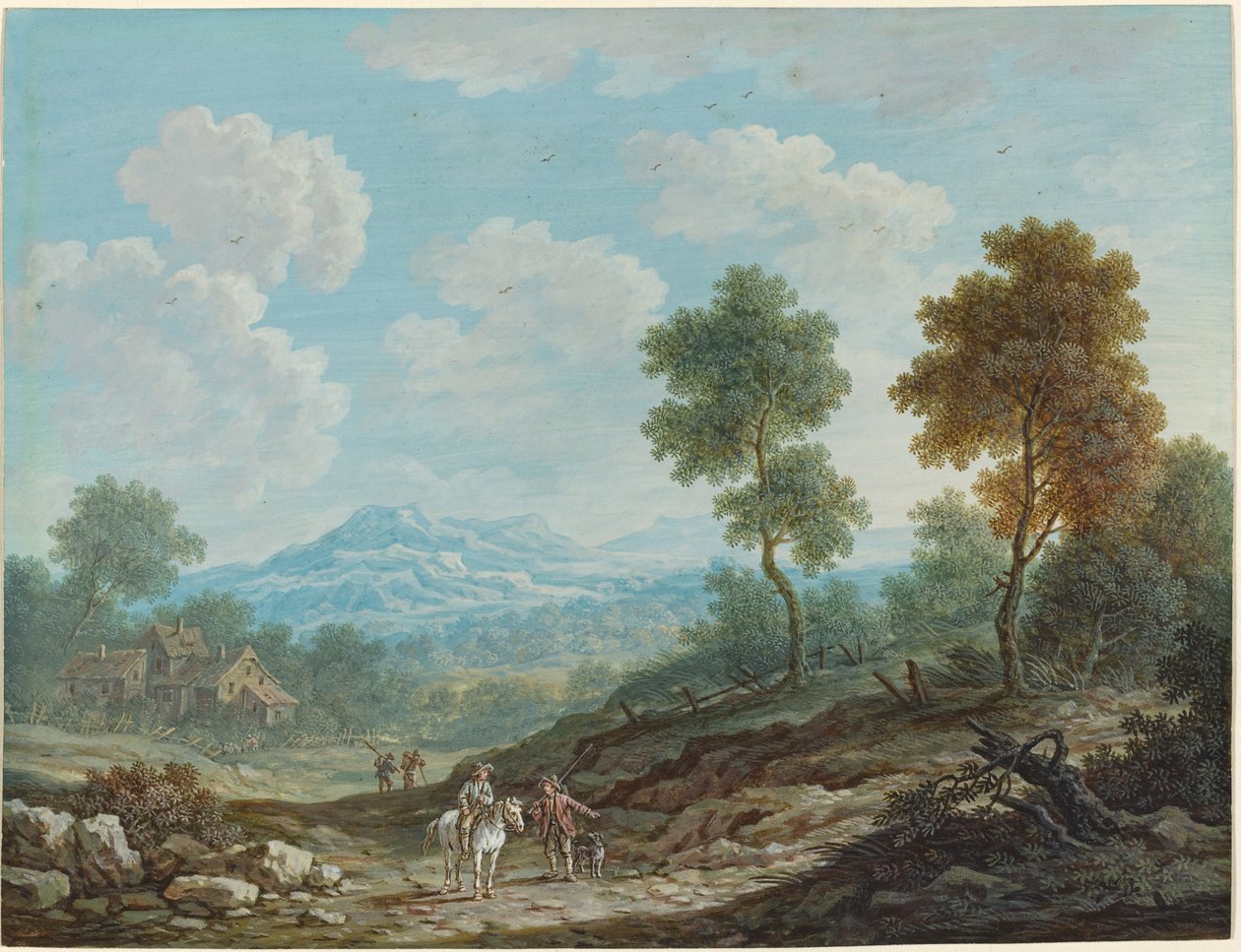 Viajeros en un amplio valle, c. 1750 de Johann Christoph Dietzsch
