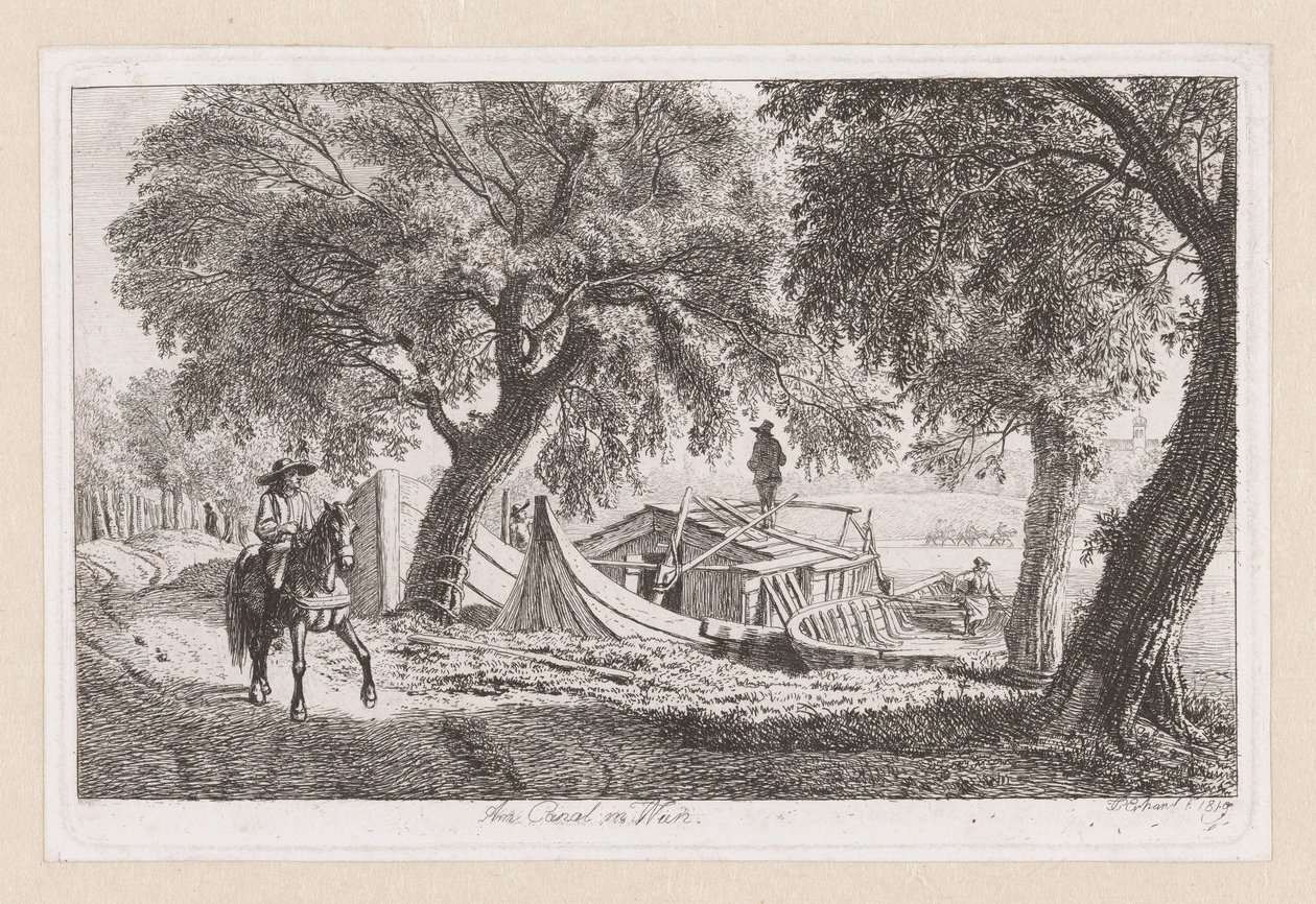 Barcos amarrados en un canal de Viena
Am Canal in Wien (título en el objeto) de Johann Christoph Erhard