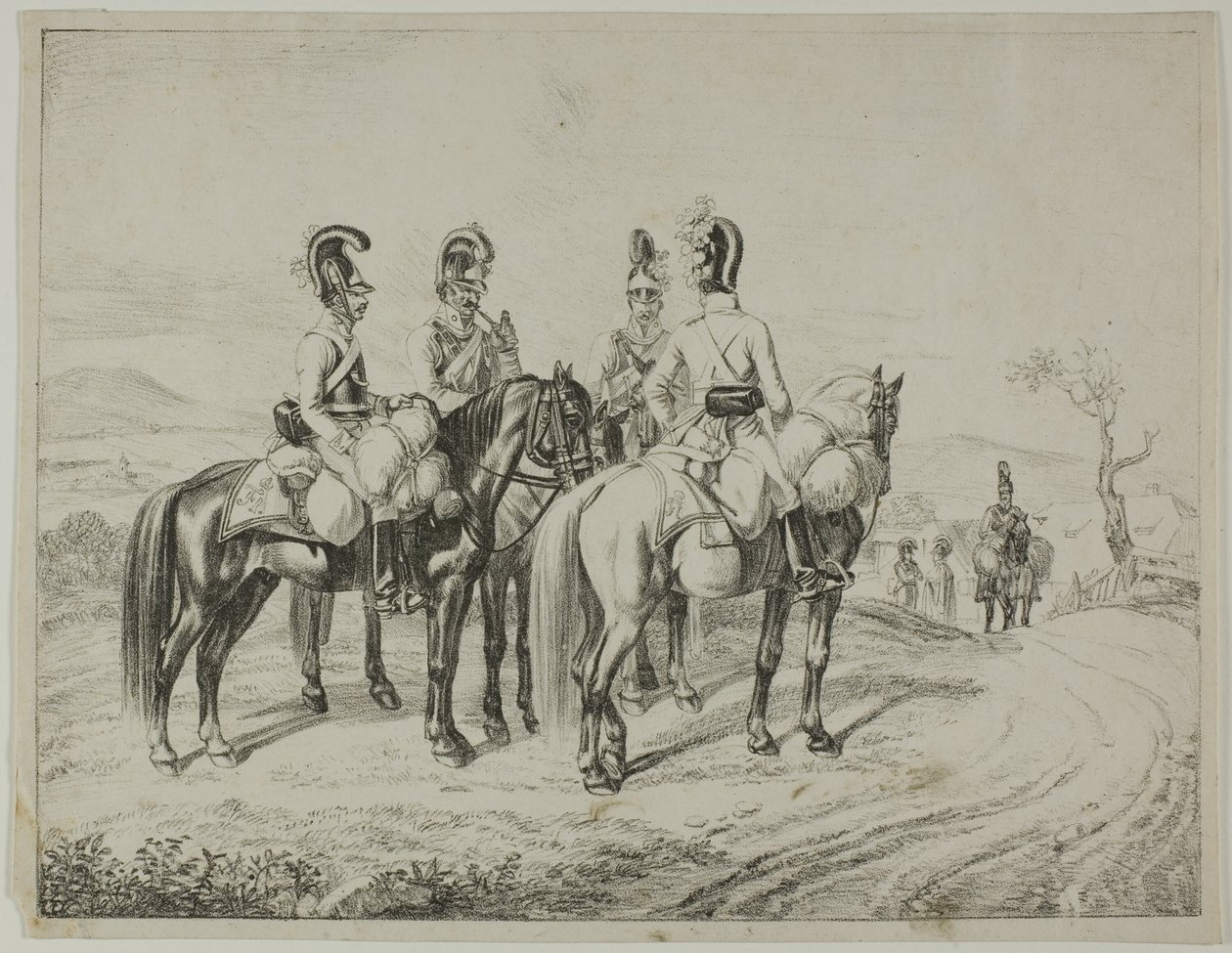 Cuatro coraceros en una pendiente de Johann Christoph Erhard
