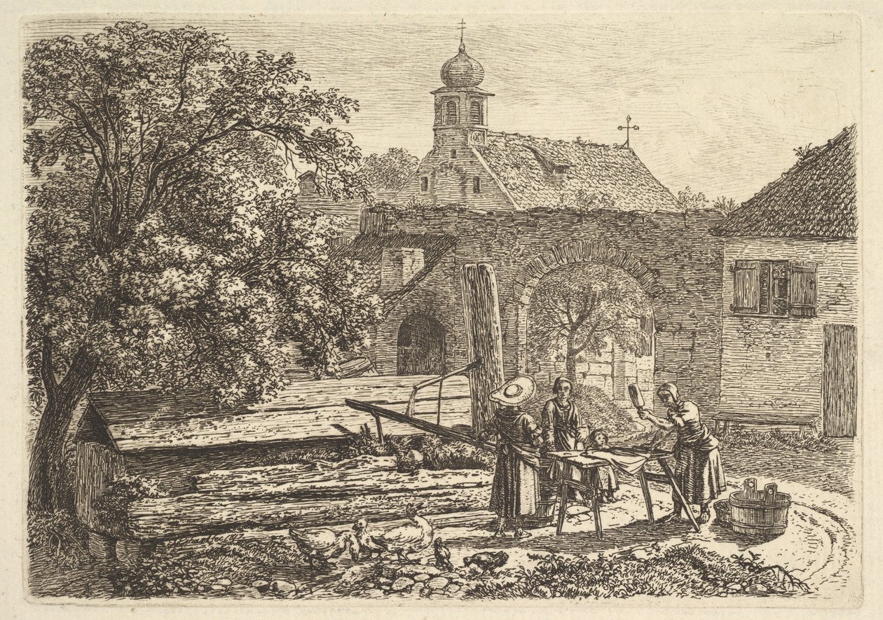 Lavandera junto a un pozo artesiano de Johann Christoph Erhard