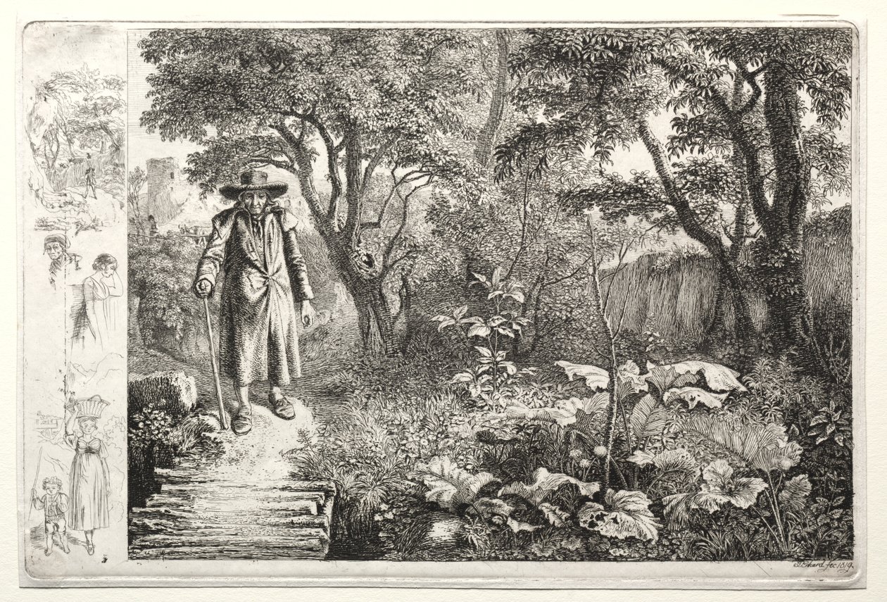 Old Man Before the Log Bridge de Johann Christoph Erhard
