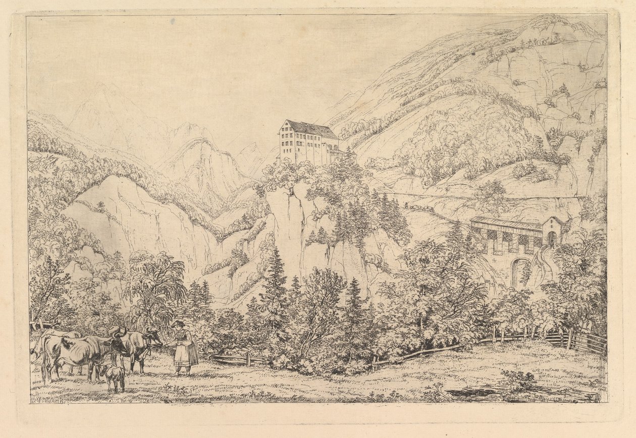 St. Georgsberg cerca de Schweiz en el Tirol, según Klein de Johann Christoph Erhard