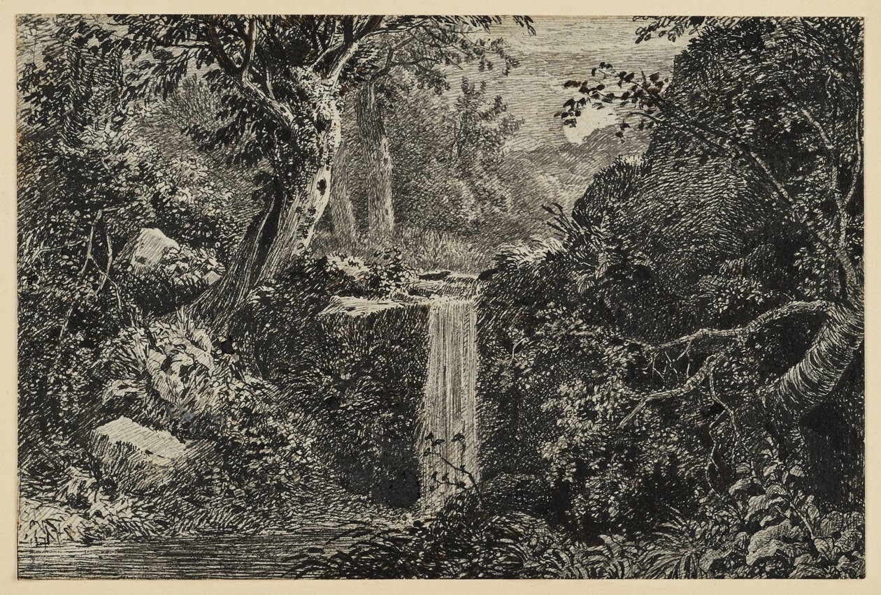Cascada en el bosque de Johann Christoph Erhard