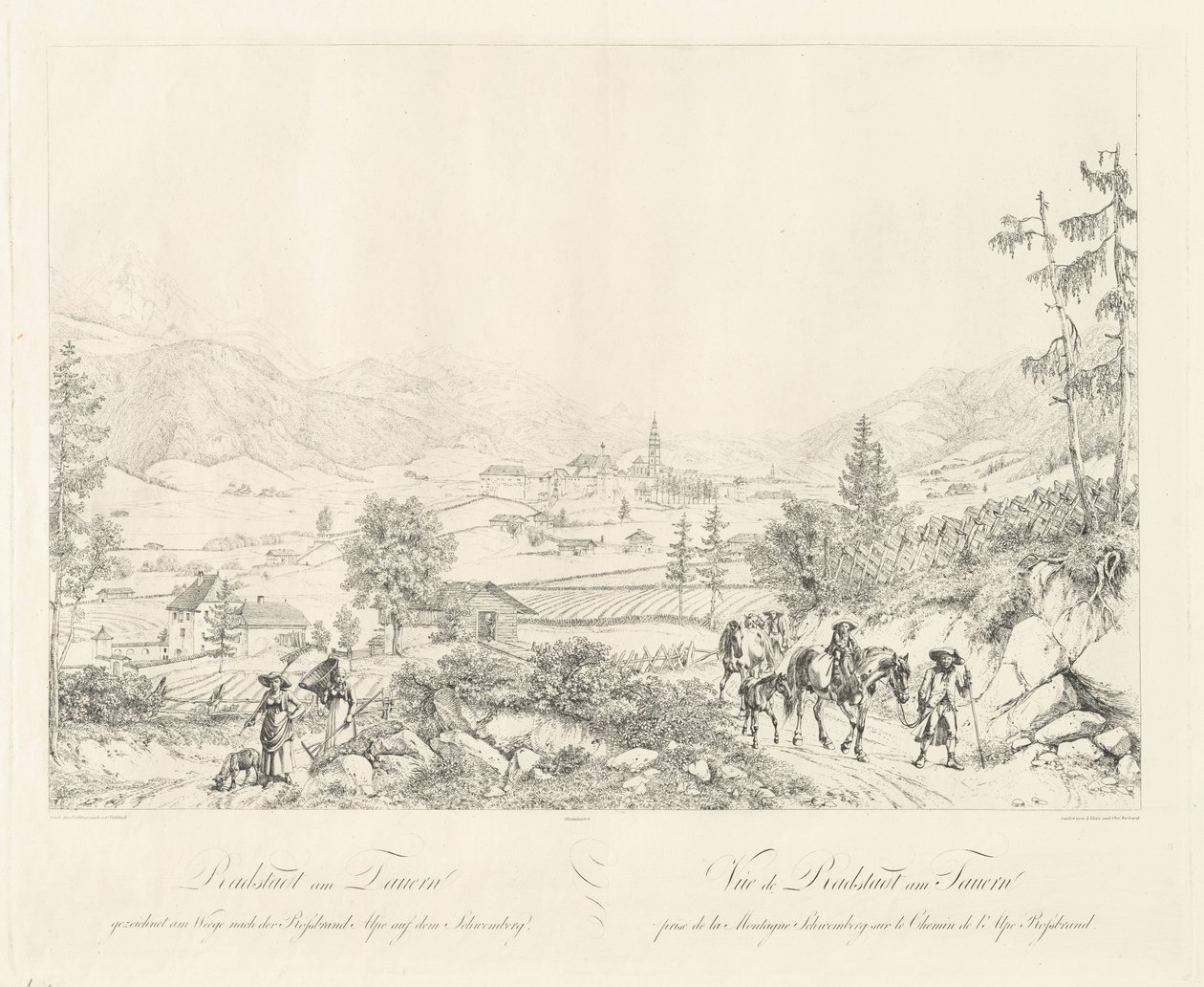 Radstadt cerca de Tauern de Johann Christoph Erhard and Johann Adam Klein after Carl Ludwig Friedrich Viehbeck