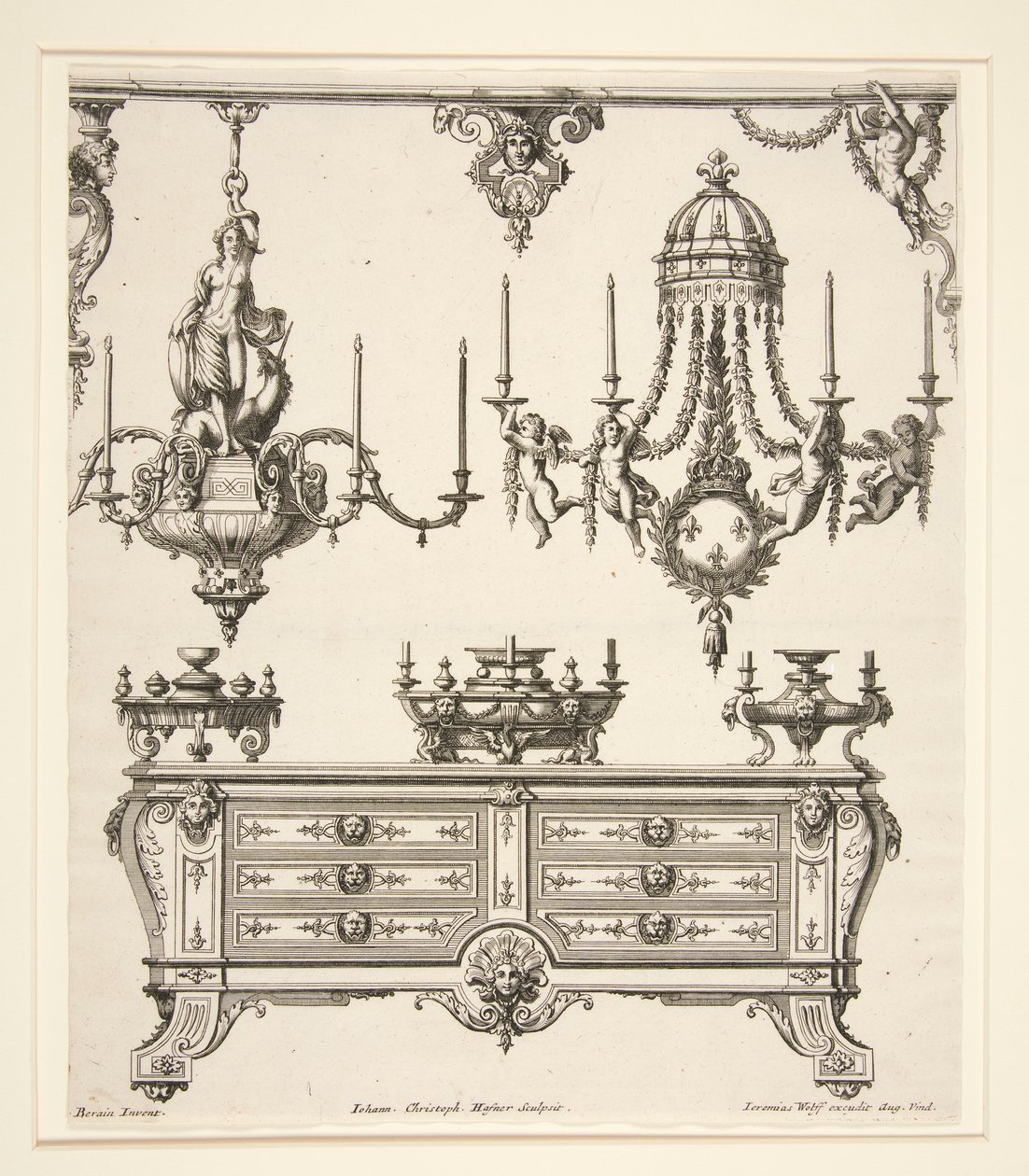Hoja de Commodes et Lustres de Johann Christoph Hafner