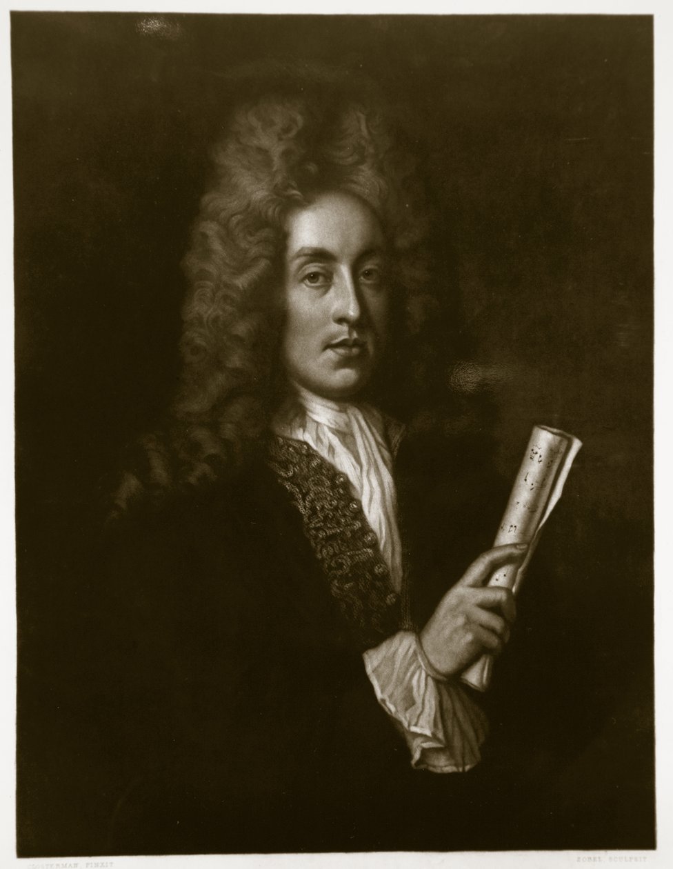 Retrato de Henry Purcell (1659-95) grabado por George J. Zobel (1810-81) de Johann Closterman