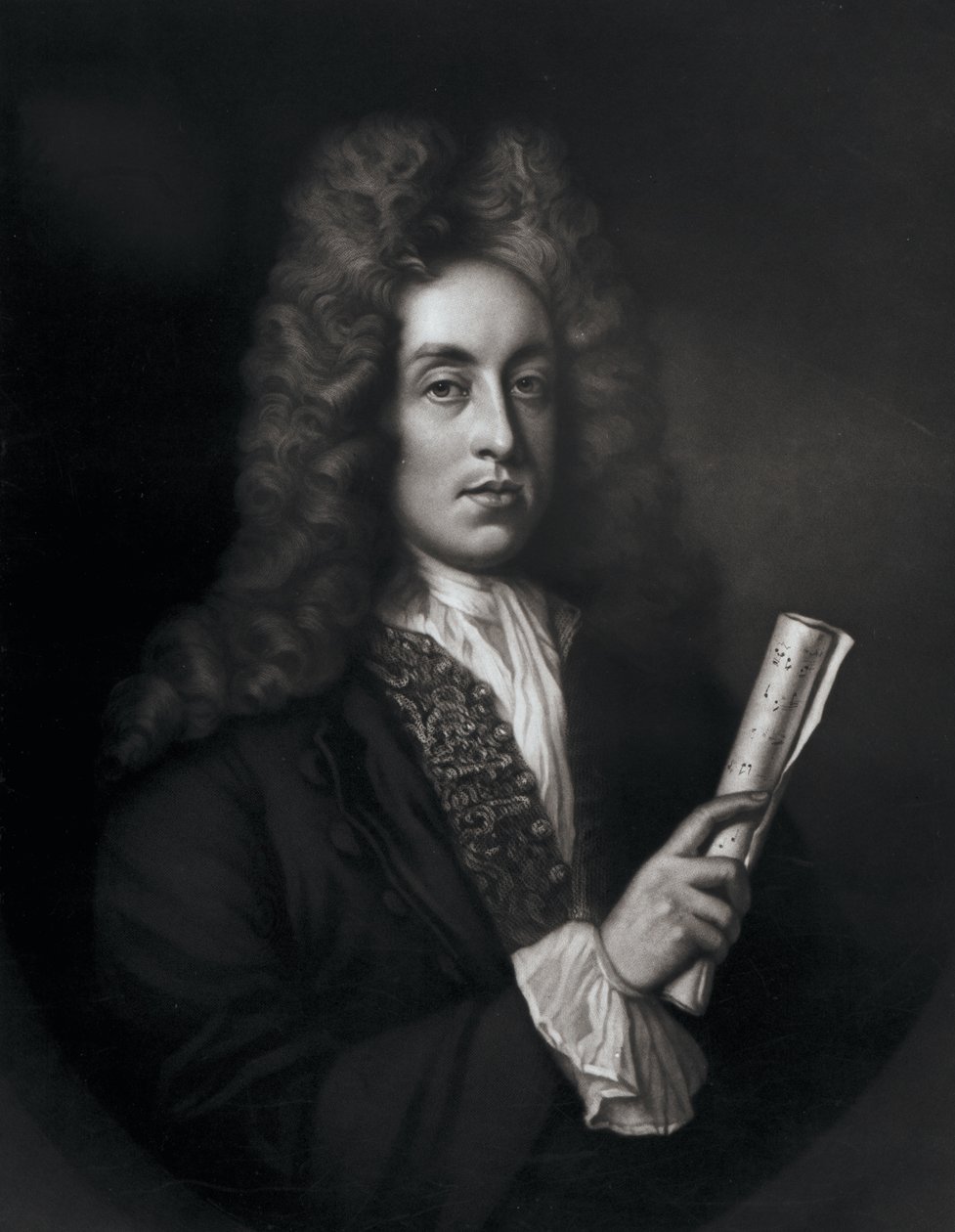 Retrato de Henry Purcell grabado por George J. Zobel de Johann Closterman