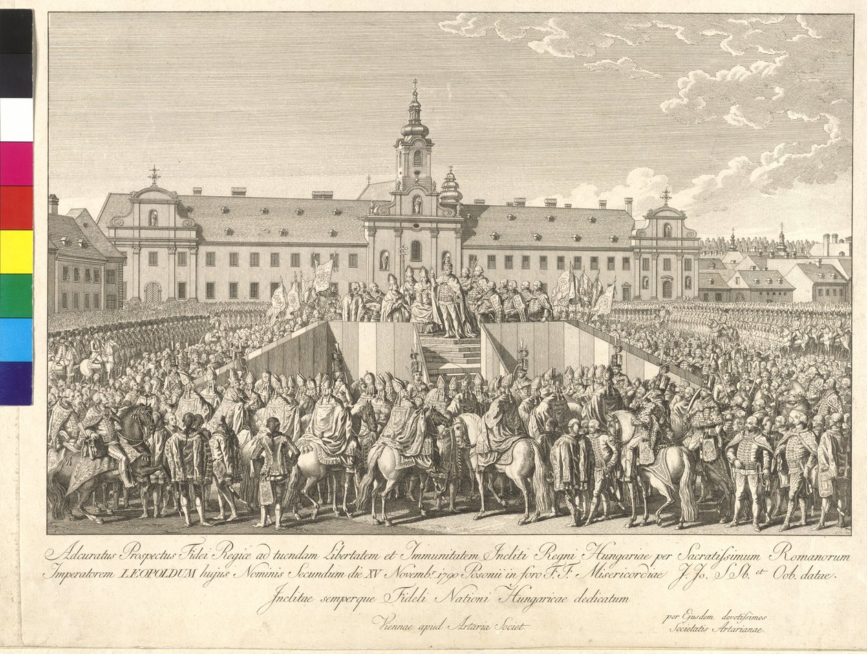 Coronación del emperador Leopoldo II al rey de Hungría en Bratislava el 15 de noviembre de 1790 de Johann Ernst Mansfeld