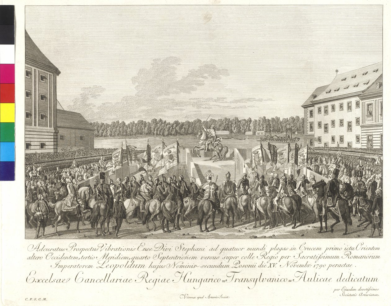 Coronación del emperador Leopoldo II al rey de Hungría en Bratislava el 15 de noviembre de 1790 (grabado en cobre) de Johann Ernst Mansfeld