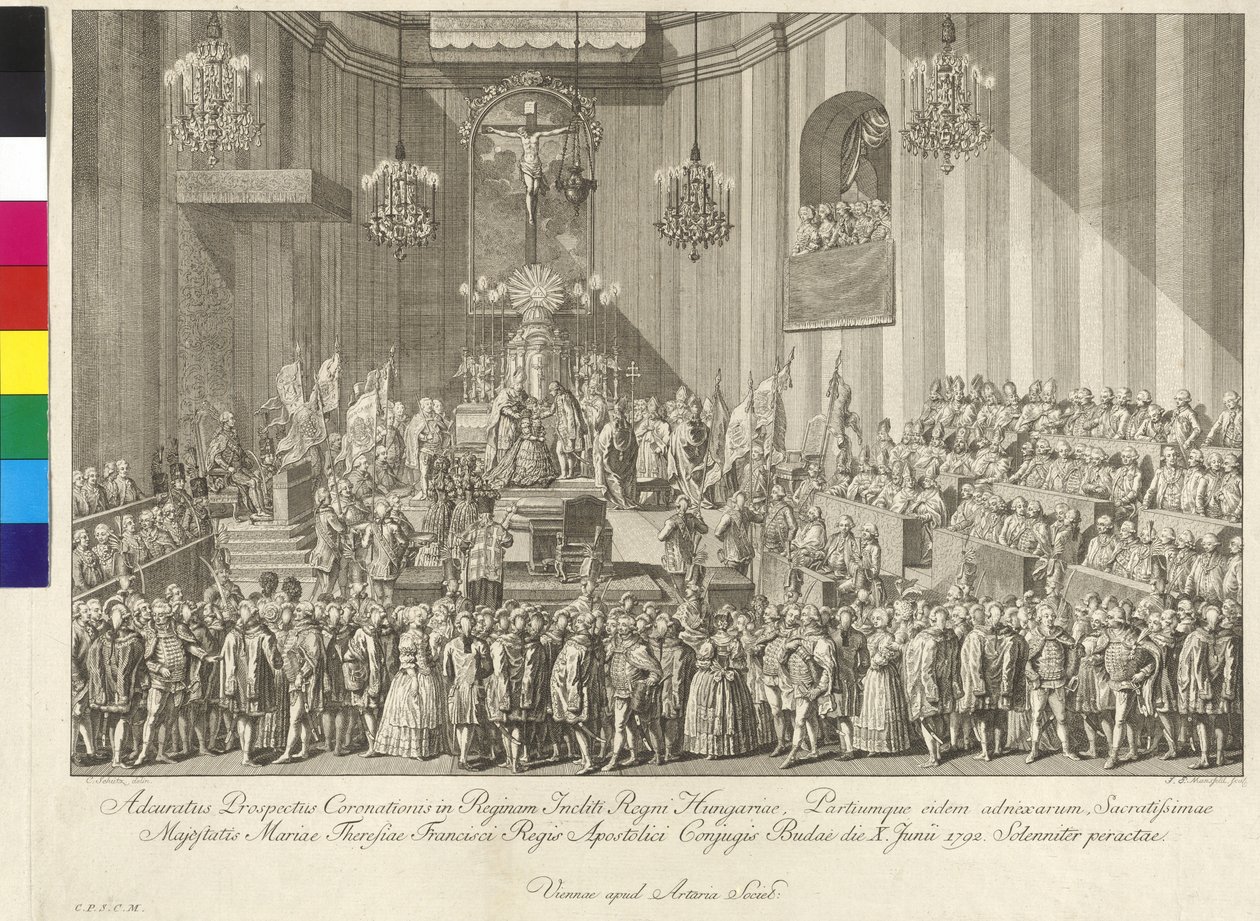 Coronación de la emperatriz María Teresa como reina de Hungría el 10 de junio de 1792 en Budapest de Johann Ernst Mansfeld