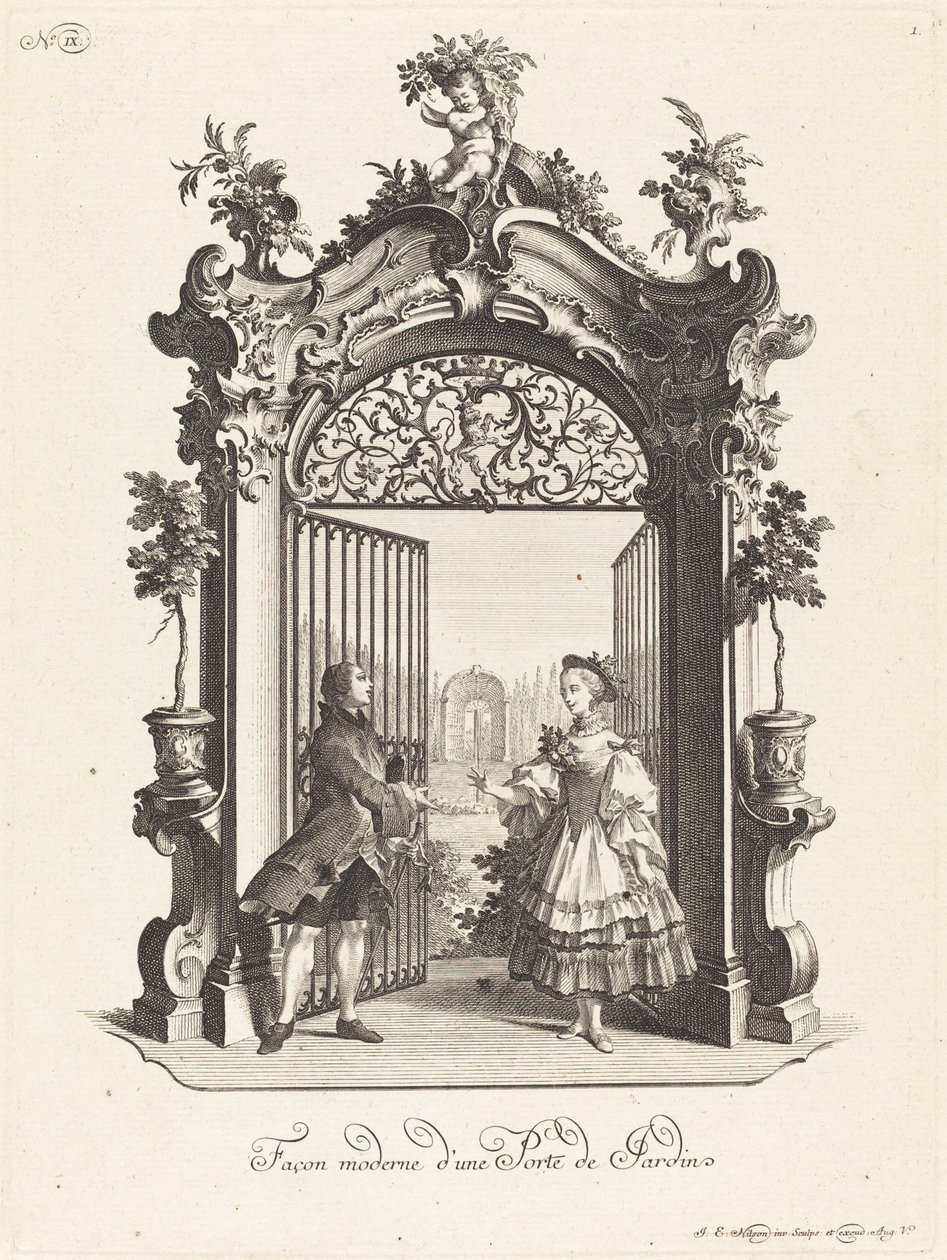 Una puerta de jardín en el estilo moderno de Johann Esaias Nilson