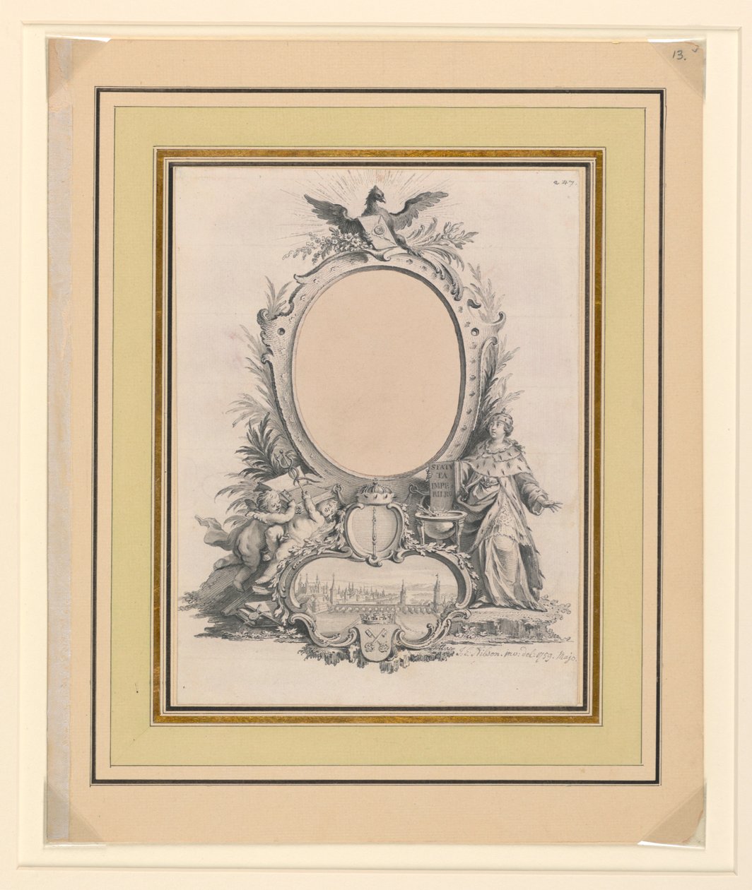 Diseño para el marco del retrato de Federico V, rey de Dinamarca de Johann Esais Nilson