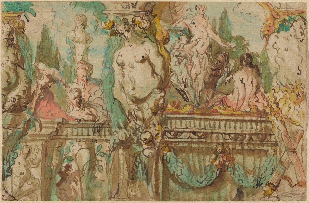 Diseño de Techo con Figuras Alegóricas de Johann Evangelist Holzer