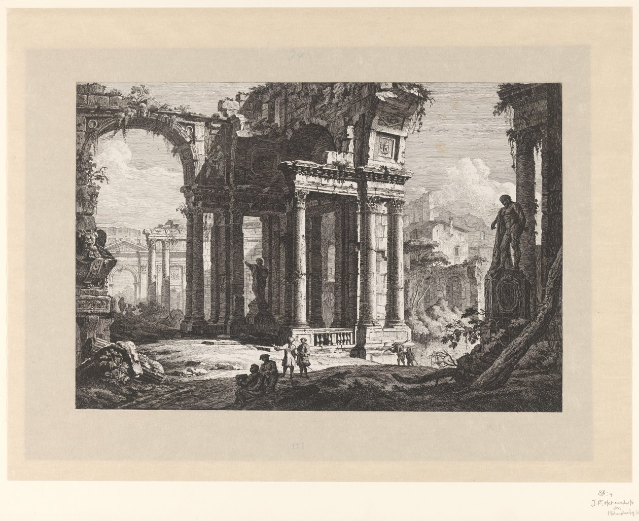 Ruinas con el Hércules Farnesio de Johann Ferdinand Hetzendorff von Hohenberg