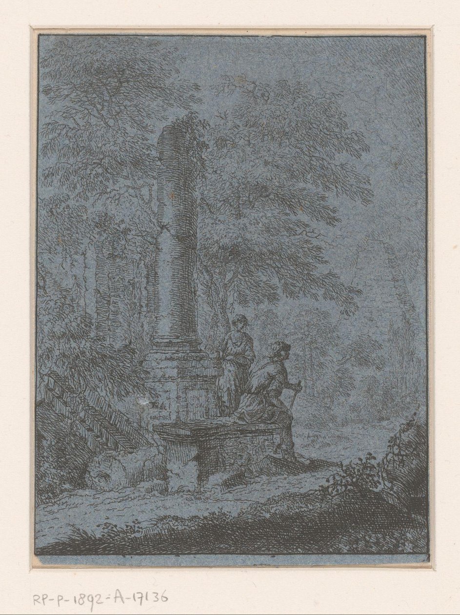 Paisaje con ruinas y dos figuras de Johann Friedrich Alexander Thiele