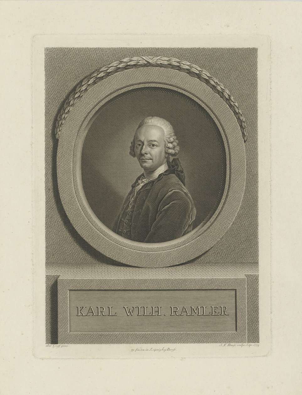 Retrato de Karl Wilhelm Ramler 1725-1798, 1774 de Johann Friedrich Bause