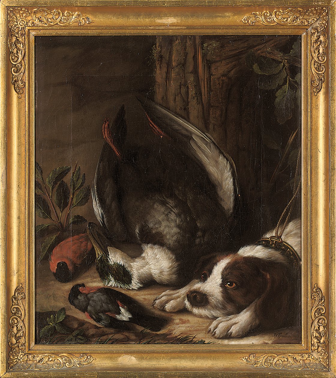 Un perro de caza y su presa, 1768 de Johann Friedrich von Grooth