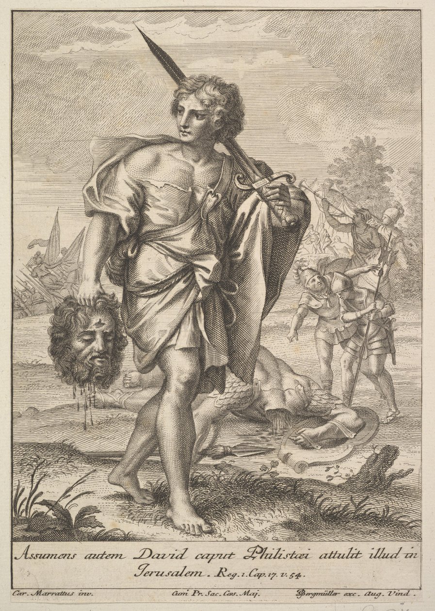 David con la cabeza de Goliat, 1705-62 de Johann Georg Bergmuller