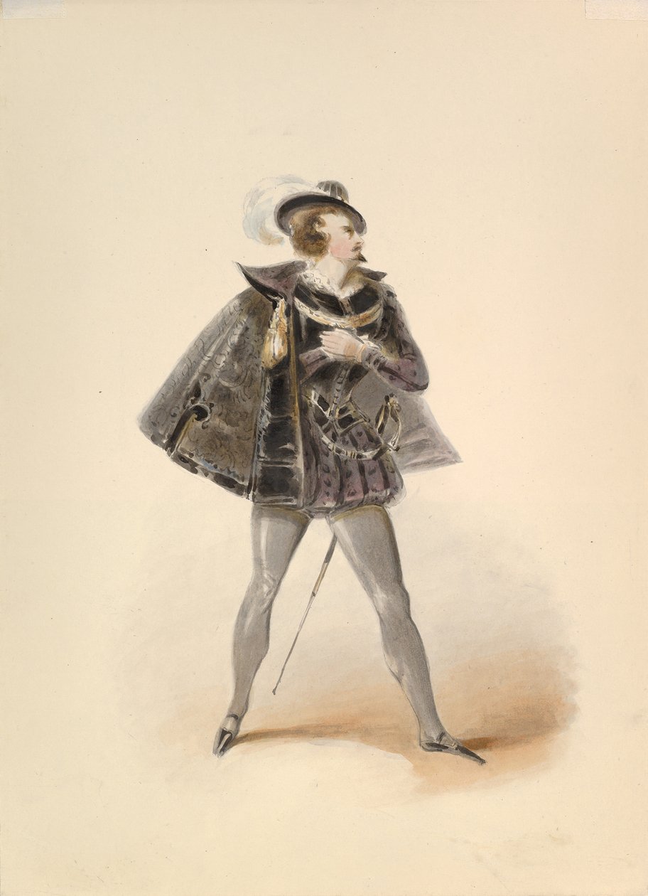 Estudio de vestuario para Belmonte en El rapto en el serrallo de W.A. Mozart, ca. 1830-50 de Johann Georg Christoph Fries