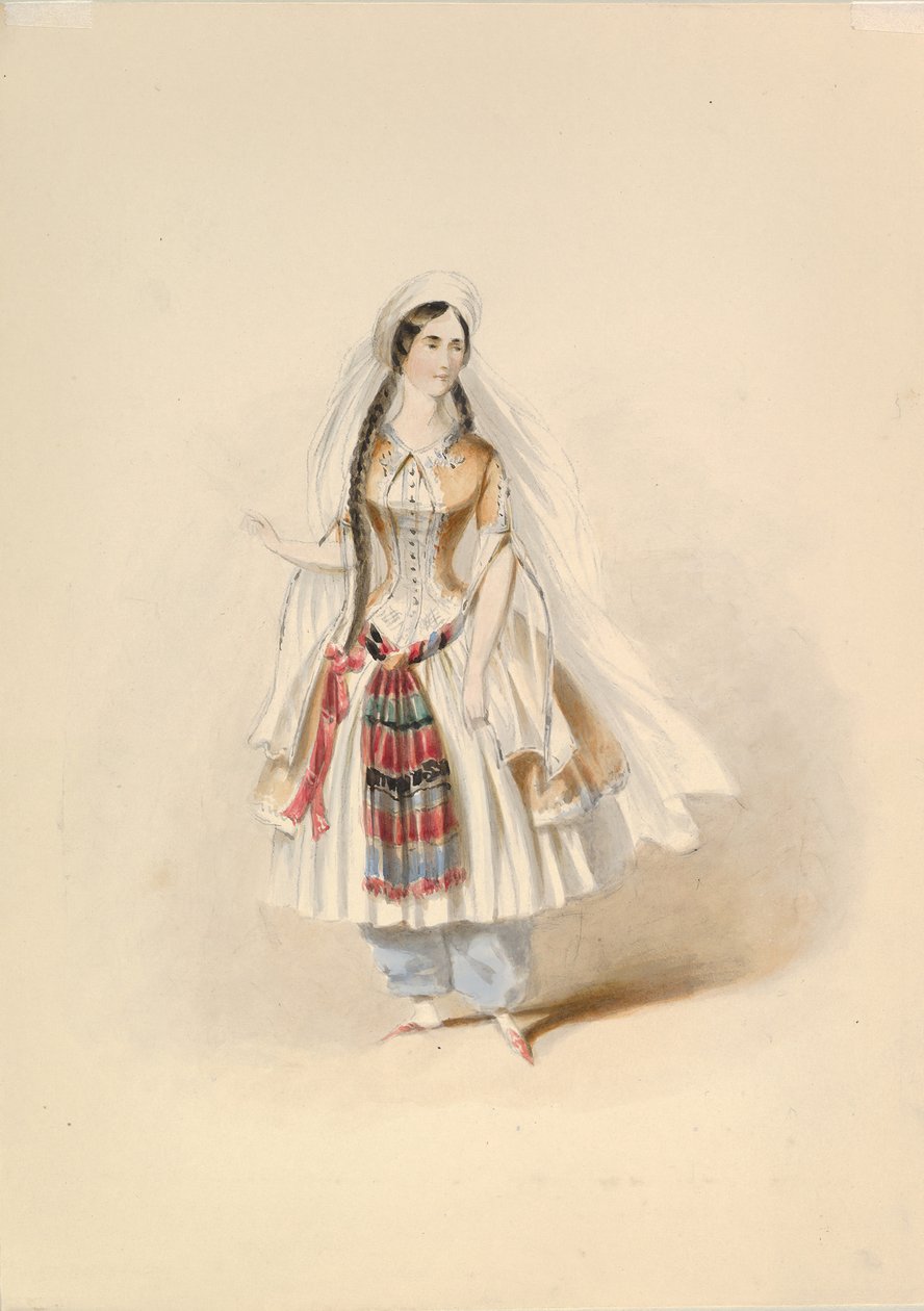 Estudio de Vestuario para Rubia en El Rapto en el Serrallo de W.A. Mozart, ca. 1830-50 de Johann Georg Christoph Fries