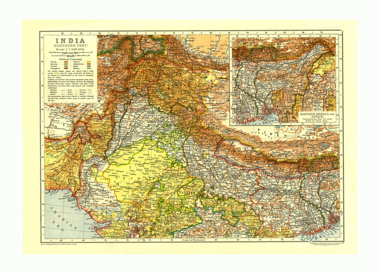 Mapa de la parte norte de India de Johann Georg Justus Perthes