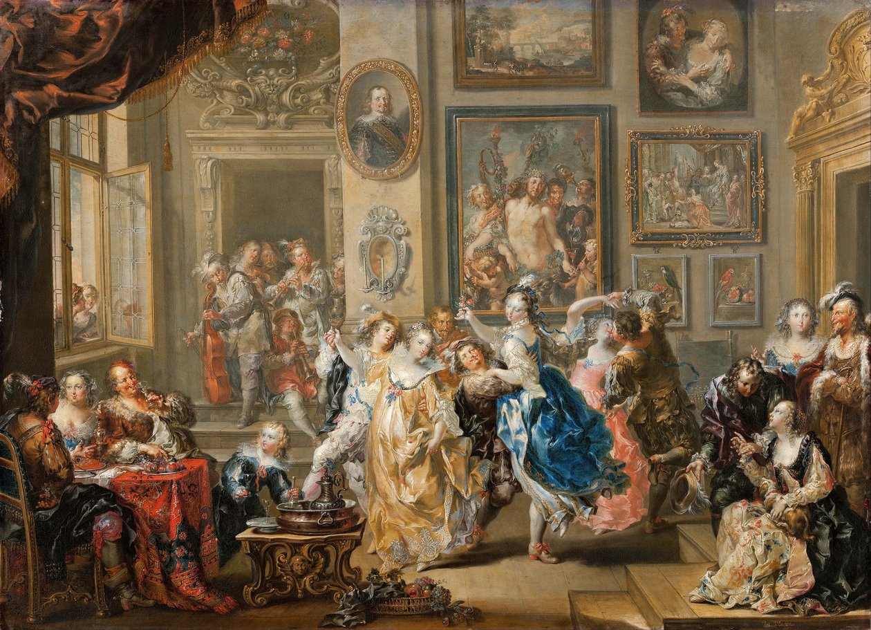Escena de baile con interior de palacio, 1731-1734 de Johann Georg Platzer