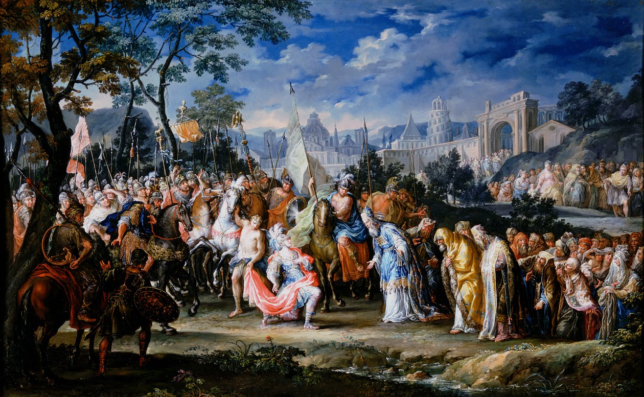 Entrada de Alejandro Magno en Babilonia, 331 a.C., siglo XVIII de Johann Georg Platzer