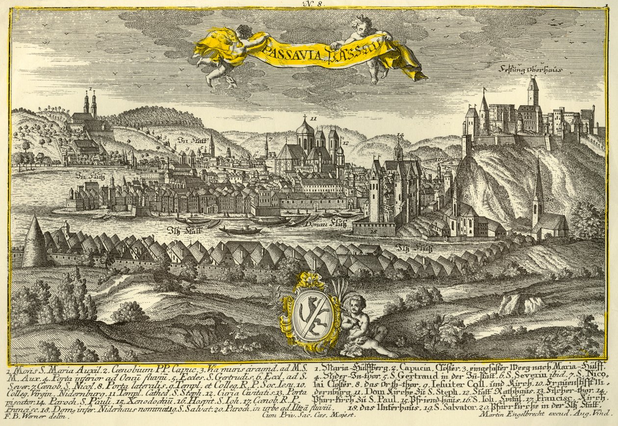 Passau, c1740 de Johann Georg Ringlin